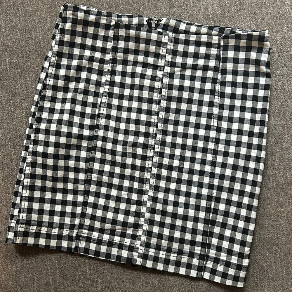 FP Free People Black White Gingham Checked Mini Skirt Sz 0